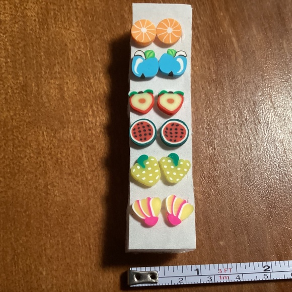 Polymer Clay Sliced Fruit/Fruit Stud Earrings Bundle New  6 pairs - Picture 5 of 8